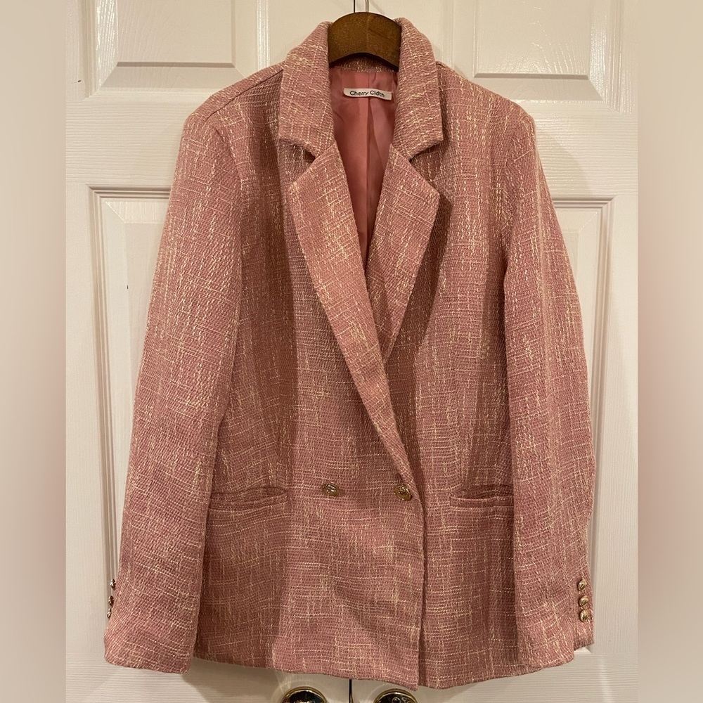 Gold Button Oversized Tweed Jacket - image 5